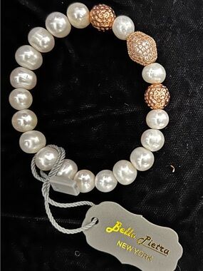 Bella Pietra Pearl Bracelet with Rose Gold Accents